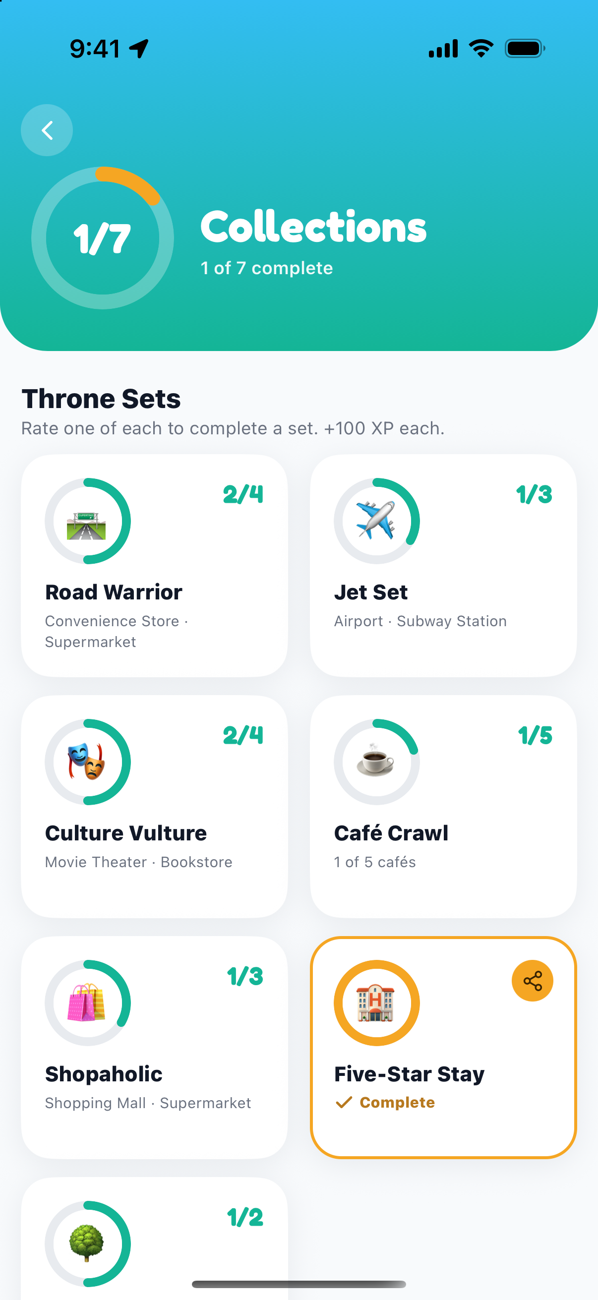 Throne Sets and Kingdoms collection screen